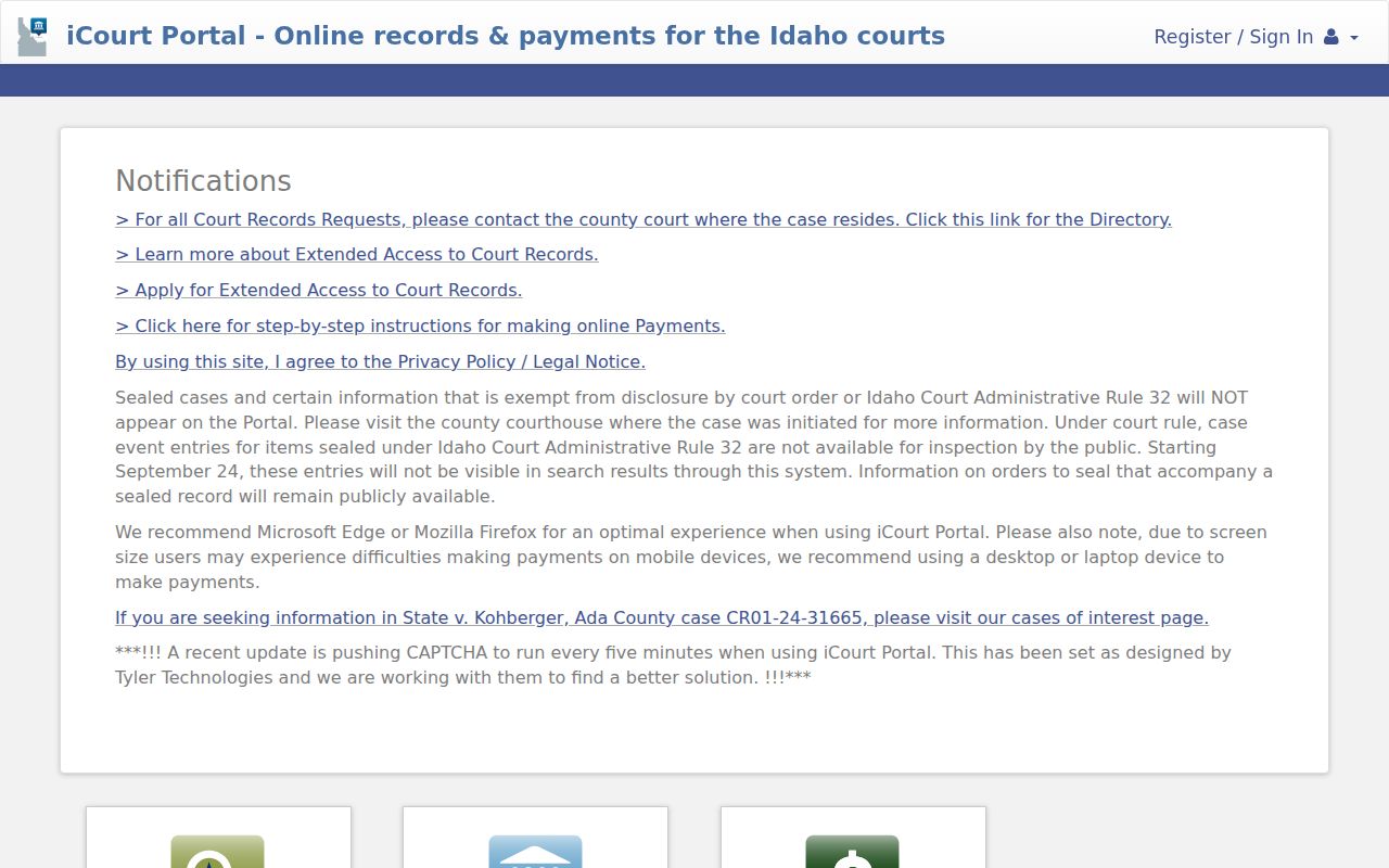 Idaho iCourt search in the Moscow residents directory