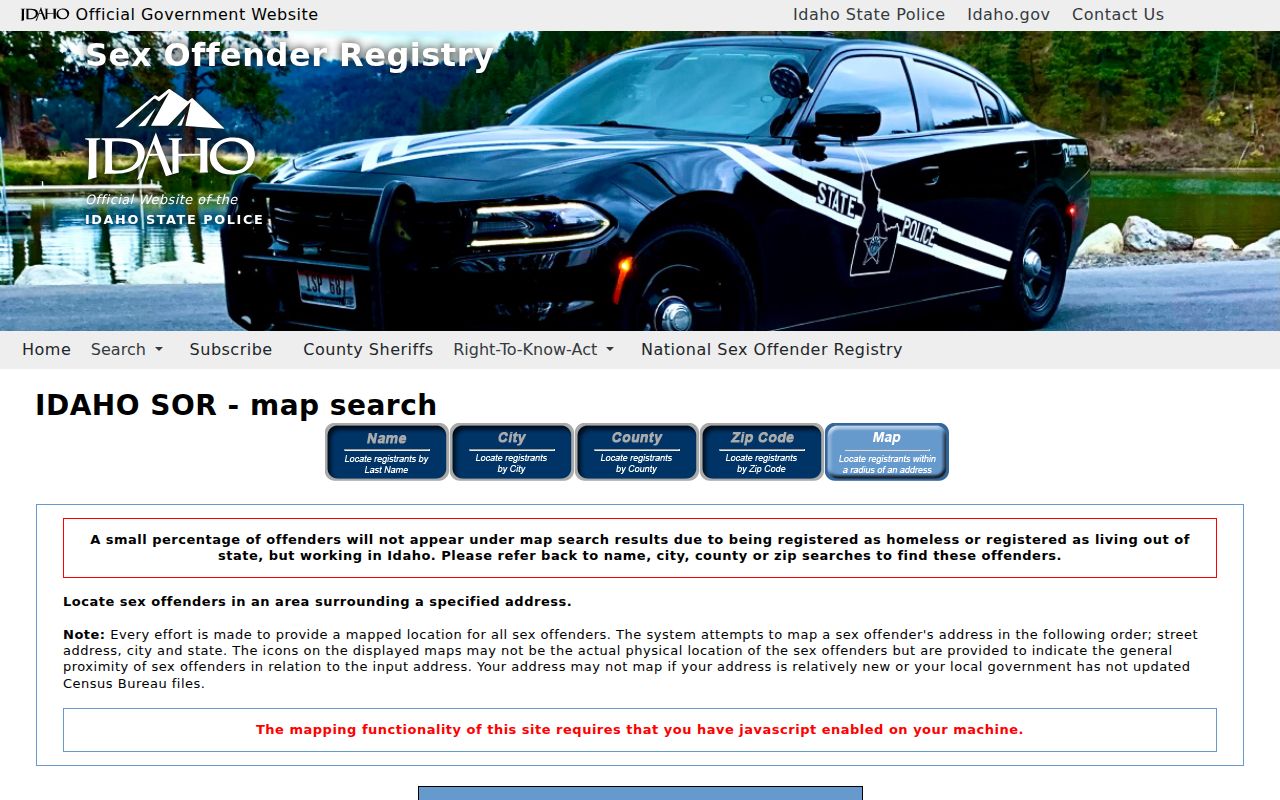 Idaho registry map in the Moscow residents directory