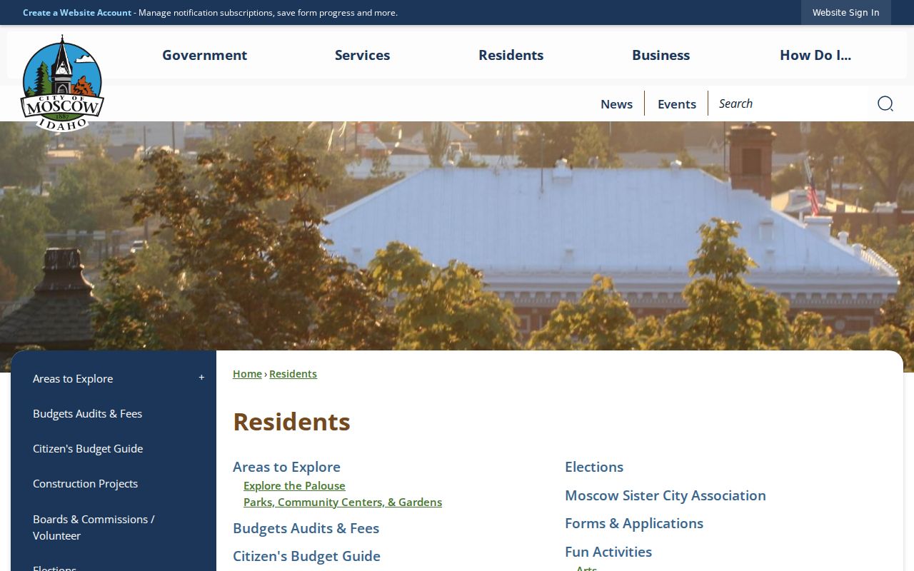 City resources for the Moscow residents directory
