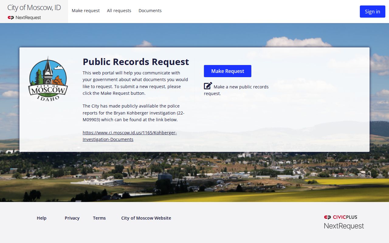 NextRequest portal in the Moscow residents directory